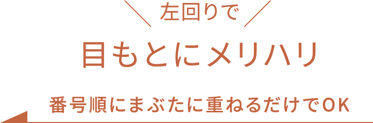 左回りで目もとにメリハリ番号順にまぶたに重ねるだけでOK