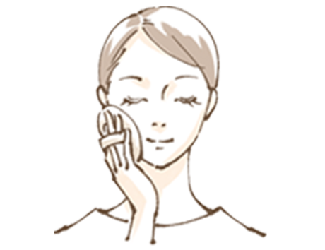 パフをやさしく押さえながら塗布