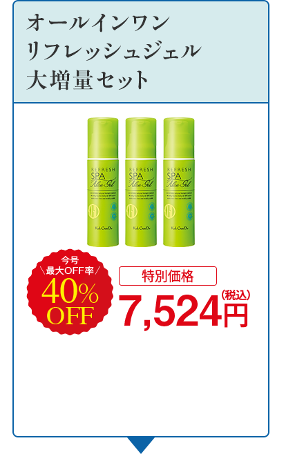 オールインワンリフレッシュジェル 大増量セット 今号 最大OFF率 40%OFF [特別価格]7,524円（税込）