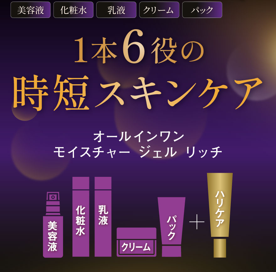 (美容液、化粧水、乳液、クリーム、パック)1本6役の時短スキンケア オールインワン モイスチャー ジェル リッチ