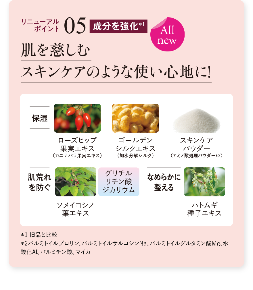 成分を強化＊1 肌を慈しむスキンケアのような使い心地に！
