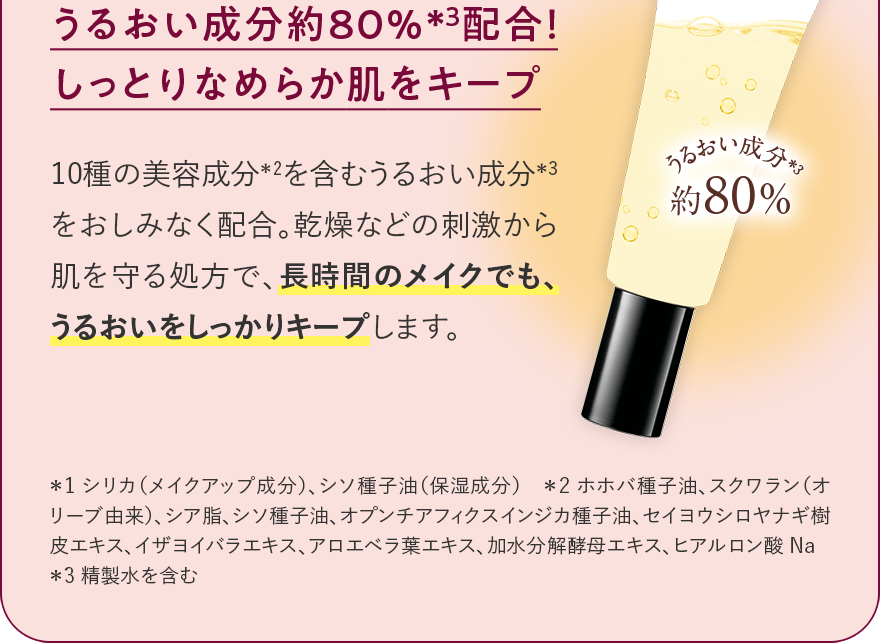 うるおい成分約80%* 配合！しっとりなめらか肌をキープ