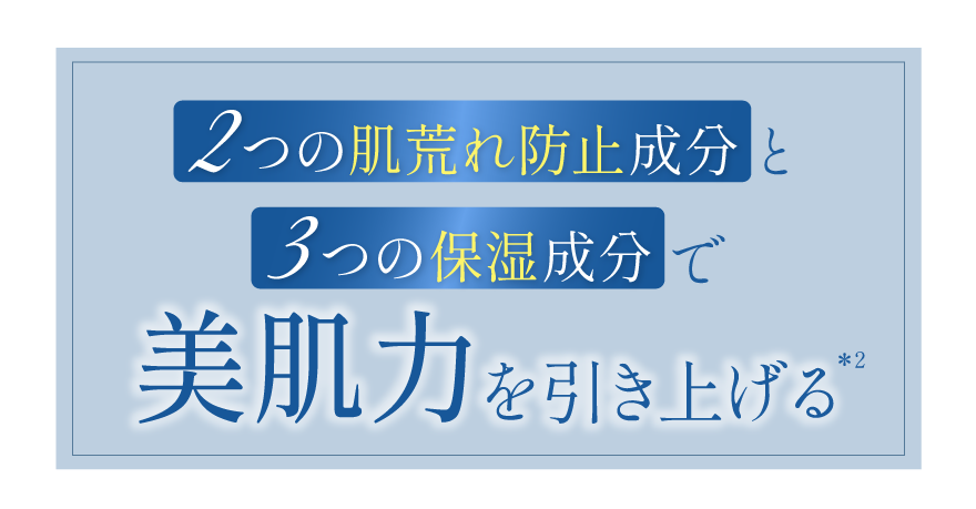 2つの肌荒れ防止成分と3つの保湿成分で美肌力を引き上げる＊２
