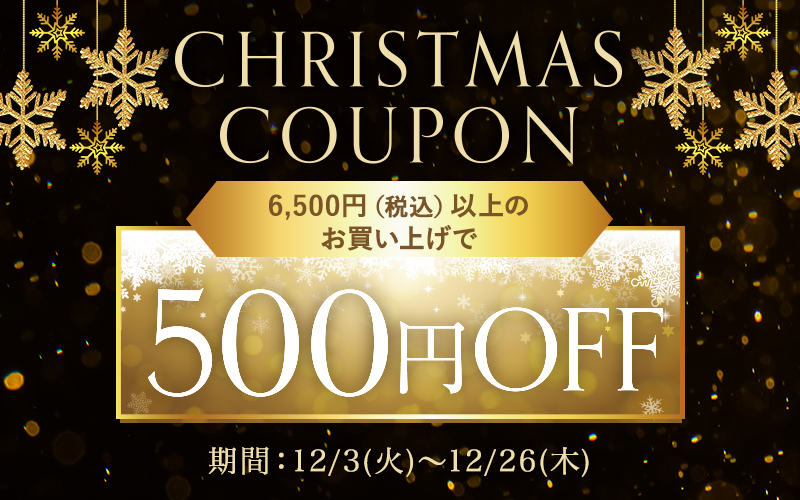 今月は500円OFF！<br>クリスマスクーポン配布中♪